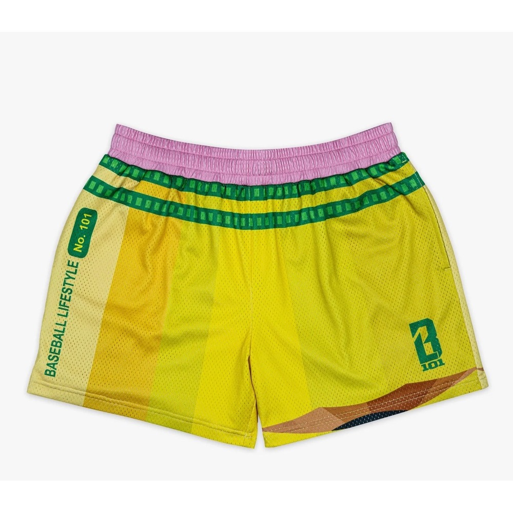 B101 Baseball Lifestyle 101 Shorts Kids Medium Yellow Pencil Athletic Shorts